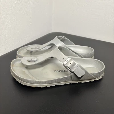 Birkenstock Gizeh Thong Sandals Gray Adjustable Buckle Size 38/7 Flip Flops - Image 1 of 4