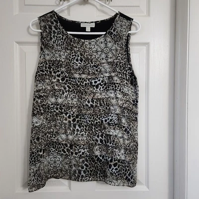 Blusa top para mujer Dana Buchman con volantes sin mangas talla grande A59 Foto 1 de 4