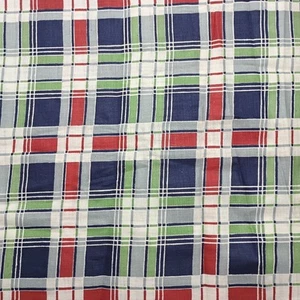 Vintage Plaid Cotton Fabric 2 Yds (72") long X 36" Wide Blue Red Green White - Picture 1 of 4