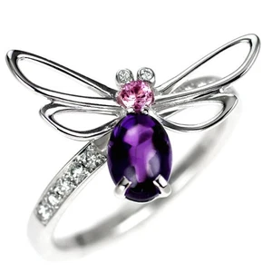 Chaumet K18WG Amethyst Pink Sapphire Diamond Ring Atlapmoy 53 - Auth free shippi - Picture 1 of 4