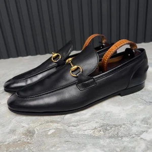 Mocasín GUCCI Horsebit Jordaan Serpiente Tacón Plegable Negro 8.5 G 9 EE. UU. 42.5 EUR - Imagen 1 de 12