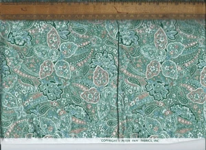 2 yards + 30" PETER PAN FABRIC green/tan Paisley star flower sew Gorgeous cotton - Picture 1 of 1
