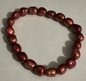 Stretcharmband Süßwasserperlen rot/korallenfarben - Bild 1 von 6