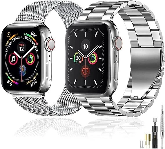 Pacote com 2 pulseiras magnéticas de metal para Apple Watch Ultra 2 Series 10 9 8 7 6 5 SE  - Imagem 1 de 1