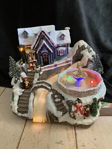 Avon Christmas Fiber Optic Musical House Scene & Fountain - Lights & Music Work - Picture 1 of 15