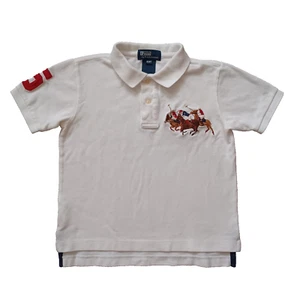 Polo Ralph Lauren Polo Shirt Youth 4T White BIG Pony Stampede #5 Short Sleeve - Picture 1 of 13