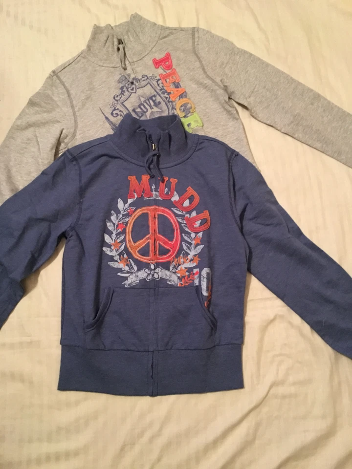 Mudd: Top deportivo/sudador con cremallera frontal manga larga para niña: azul, gris, XS, M, L, XL Foto 1 de 4
