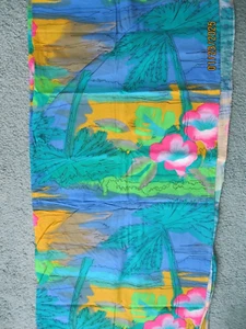 Blue, teal, lime green, pink and white tropical print with black drawn lines - Picture 1 of 1