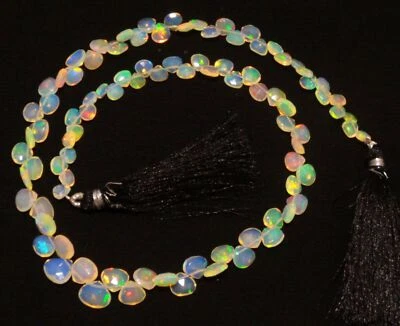 Natural Ethiopian Fire Opal Gem 5 to 8mm Size Faceted Heart Shape Briolette 15" - Image 1 of 4