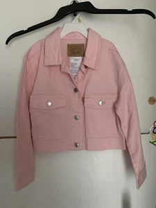 NWT-LEVI STRAUSS GIRL'S PINK TRUCKER CROP JACKET ~SIZE 8/SMALL - Picture 1 of 6