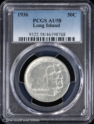 1936 50C Long Island Commemorative Half Dollar PCGS AU 58 - Image 1 of 4