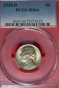 1945 D- PCGS MS66 JEFFERSON NICKEL #B49094 - Picture 1 of 2