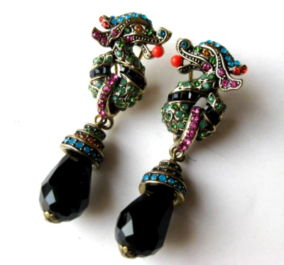 Heidi Daus Power Presence Dragon Crystal Drop Dangle Pierced Earrings - Image 1 of 4