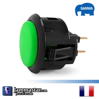 Boutons arcades originaux Sanwa Denshi OBSF-30 - Sanwa - Noir Vert - Black Green