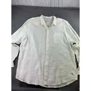Tommy Bahama Mens XXL White Long Sleeves Button Up Linen Blend Shirt Pocket - Picture 1 of 10