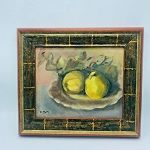Bodegón de peras óleo sobre lienzo nº 19 firmado Catalina Mora enmarcado obra de arte frutal - Imagen 1 de 10