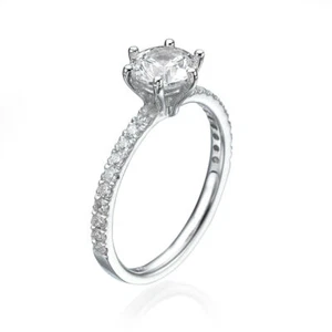 1 1/2 CT New Diamond Engagement Ring Round Cut F/SI1 14K White Gold - Picture 1 of 7