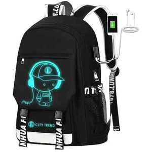 Ficcug Luminous School 16" Laptop Bag Backpack W/ USB Charge Port Bookbags for B - Picture 1 of 6