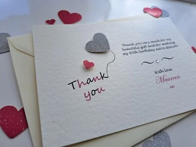 Personalised Birthday Thank you gift presents money Cards  free envelopes x12 - Image 1 of 4