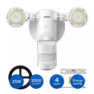 SANSI LED Motion Sensor FloodLight 25W 3000LM Outdoor Home Bright Security Light - Picture 1 of 10