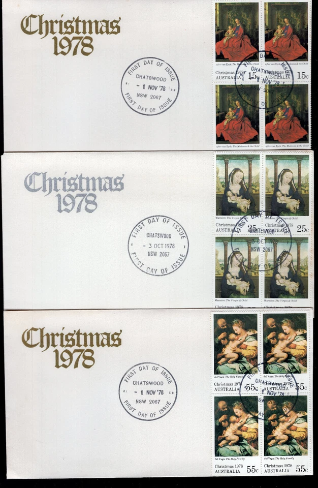 Australia 1978 Christmas Blocks of 4 FDC - Image 1 of 1