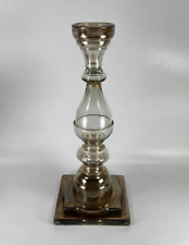 Antique 1920 Imperial Glass Single Candlestick Large 12" Smoky Glass Square Base