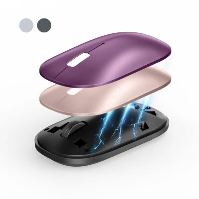 Wireless Mouse, TECKNET Computer Mouse with 3200 DPI, USB Silent Purple Ms003 - Image 1 of 4