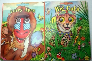 Lot 2 Laverdiere googly-eyed WAS VERSTECKT SICH DA DRAUSSEN? Bücher PELZIGE AFFEN ~ GROSSE KATZEN  - Bild 1 von 4