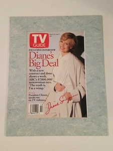 DIANE SAWYER SIGNIERTES COVER DES TV GUIDE AUSGABE 26. MÄRZ - 1. APRIL 1994 MIT COA - Bild 1 von 2