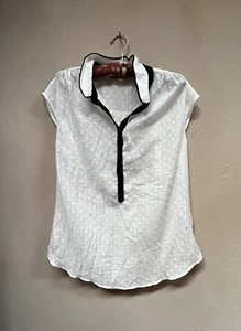 Anthropologie Edme & Esyllte Women Sleeveless Top Blouse Size 10 Swiss Dot White - Picture 1 of 9