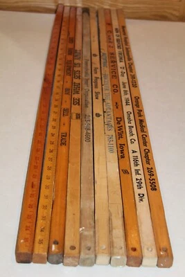 Lote de 10 bastones cónicos antiguos de colección palos de madera de madera publicidad Foto 1 de 4