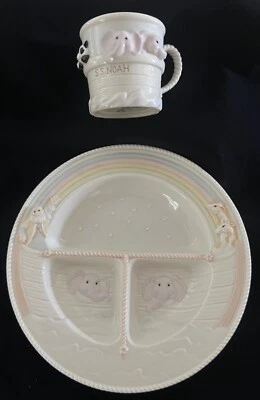 Nuevo en caja ~ Juego de porcelana de plato y taza divididos Lenox Noah’s Ark ~ Embalaje original Foto 1 de 4