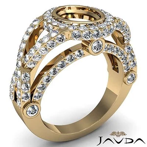 Anillo de compromiso de diseñador con halo de diamantes ovalado semi montaje de oro amarillo de 18 k de 1,42 quilates - Imagen 1 de 6