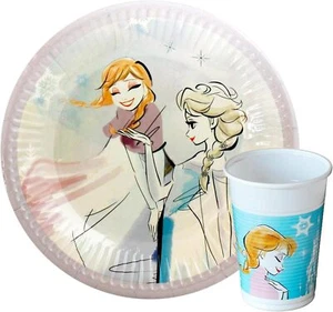 Set Stoviglie Disney 16 Piatti + 16 Bicchieri Tema Frozen Anna e Elsa per Party - Imagen 1 de 4