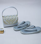 Zori bag set, embroidery, free size 24.5cm, suitable foot size 23 - 25cm, pearl