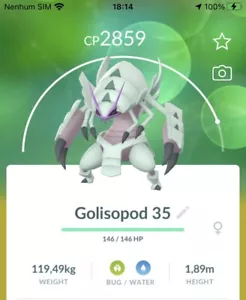 Golisópod Pokémon Trade GO Nivel 35 Pokémon Alola Gen 7 Master League PVP Wimpod - Imagen 1 de 1