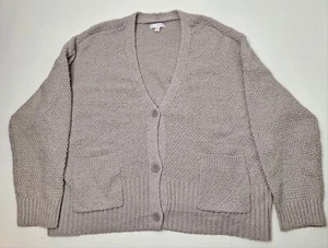 NWT! Lauren Conrad Beige Button Up V-Neck Knit Cardigan Long Sleeve-Women's XL - Imagen 1 de 9