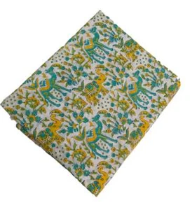 Bagru Handmade Animal Bird Hand Block Print Running Cotton Voile Fabric The Yard - Picture 1 of 7