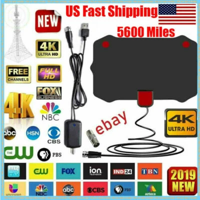 5600 Miles TV Antenna Indoor HDTV Amplified Digital Signal Booster HD 4K 1080P - Image 1 of 4
