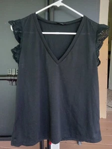 Shein, black sleeveless top, large (8/10) - Picture 1 of 4