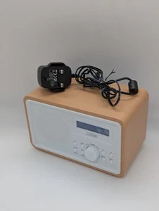 Logik LHDR23 portable DAB+ FM alarm clock radio LCD mains or battery white/brown - Picture 1 of 15
