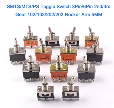 SMTS/MTS/PS Kippschalter 3Pin/6Pin 2./3. Gang 102/103/202/203 Kipphebel 5MM - Bild 1 von 4