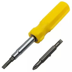 6-in-1 Screwdriver, Flat: 3/16", 1/4", Phillips: #1, #2, Nut Drivers 1/4", 5/16" - Picture 1 of 4