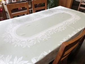 Mint Green Floral French Design Damask Oval 58" x 98" Tablecloth (RF828) - Picture 1 of 10