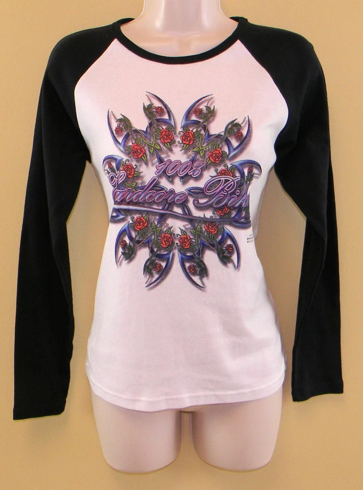 Anvil Biker White/Black Seamless Shirt Long Sleeve 100% Cotton Junior M-10/12 - Image 1 of 4