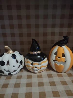 PartyLite GHOULIE JACK O’ LANTERNS Soporte Votivo Trío Juego De 3 #P93391 Nuevo En Caja Foto 1 de 4