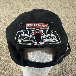 Vintage Marlboro Team Penske Hat Cap Strap Back Mens One Size Black Racing - Picture 1 of 9
