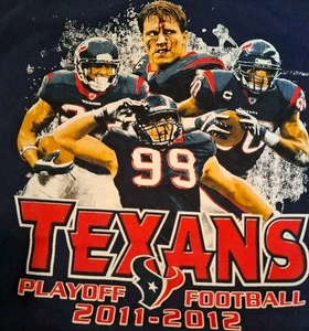 Houston Texans T-shirt CUSHING WATT JOHNSON FOSTER '12 Playoff Gildan XL - Picture 1 of 7