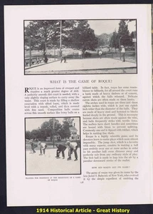 Game of Roque, Croquet, Lawn Bowling - 1914 History Article - Bild 1 von 1