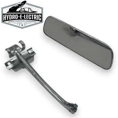 Chrome Interior Rear View Mirror & Bracket- 1961-62 Chevrolet Impala Convertible - Image 1 of 4